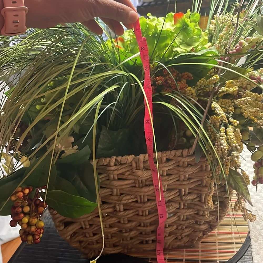 Woven Basket with Hydrangeas Greenery and Accents